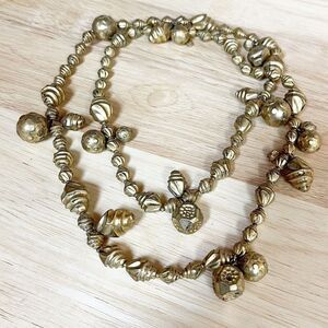 Vintage YSL Yves Saint Laurent Gold Tone Chunky Statement Necklace Heavy Long